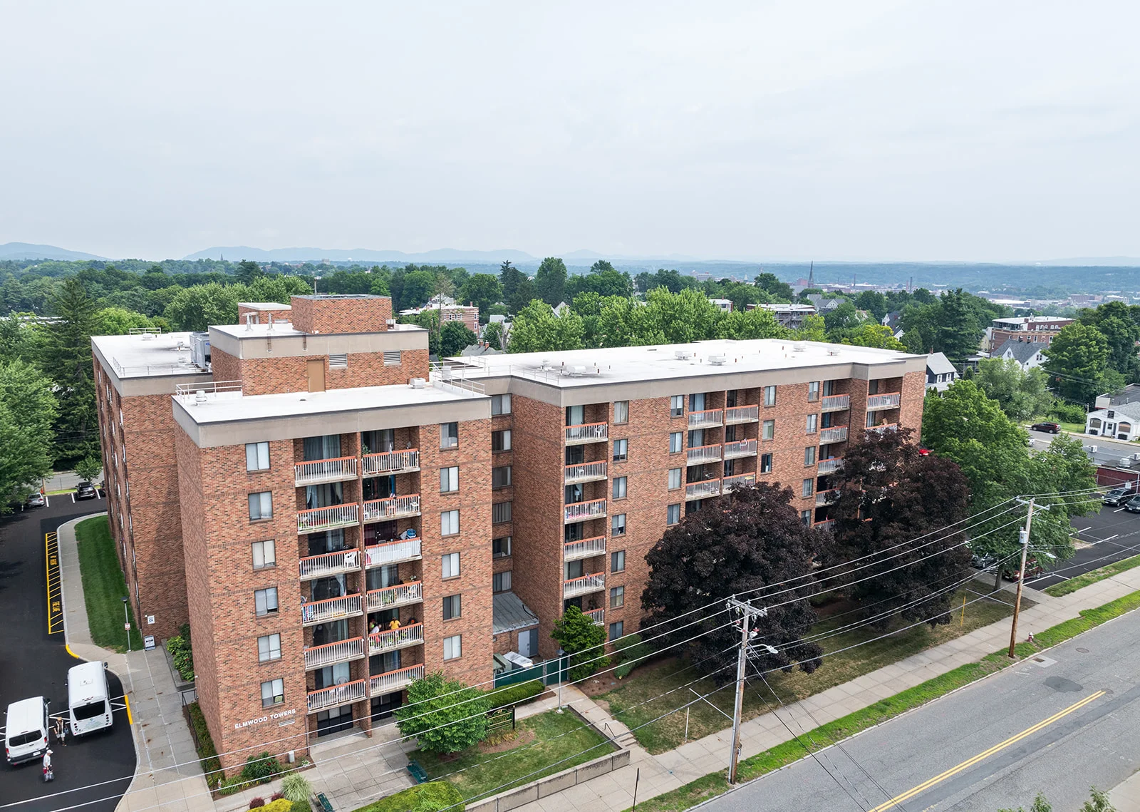 Elmwood Towers exterior aerial view